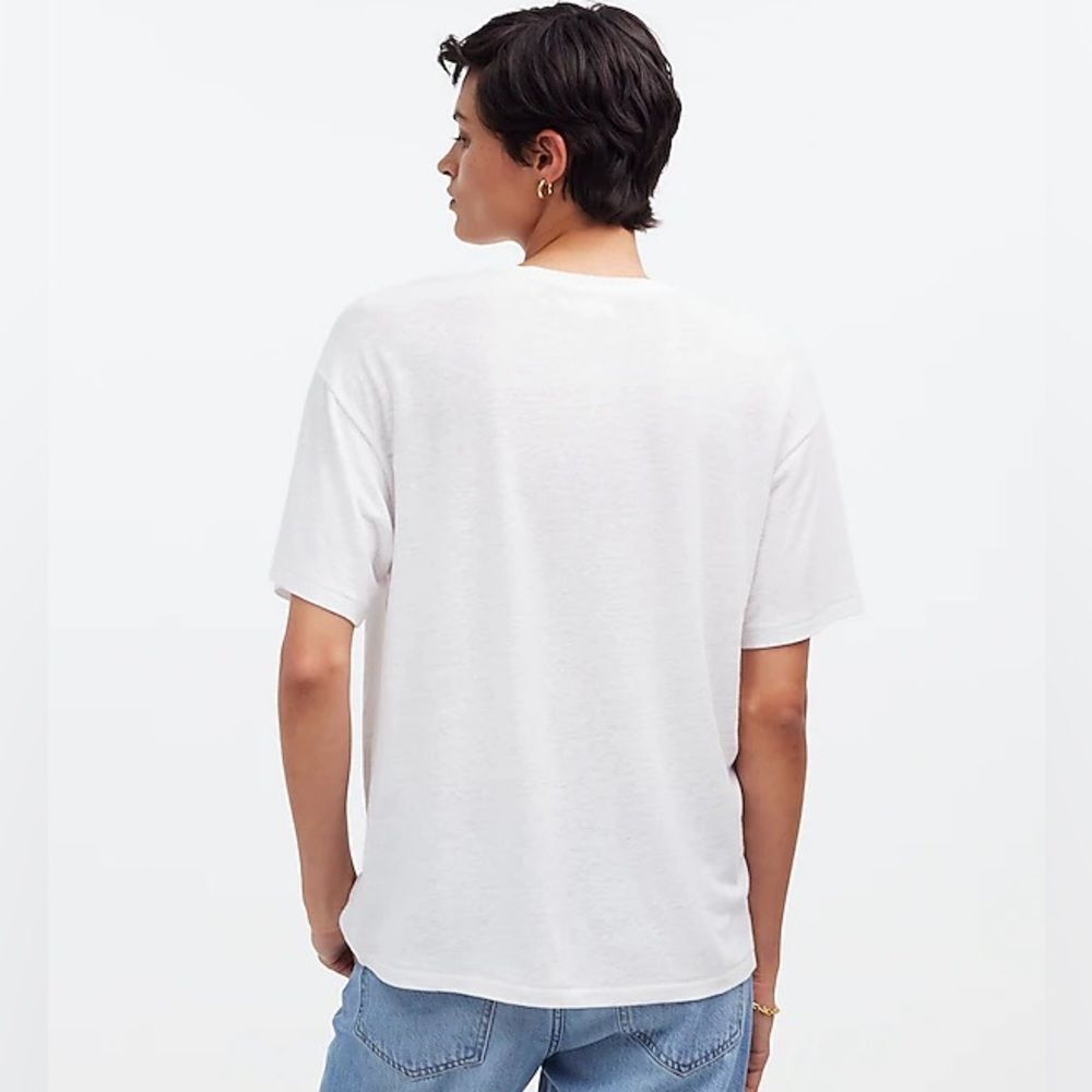 77- nwot madewell nr357 Linen-Blend Crewneck Oversized Tee sz l - Picture 3 of 7